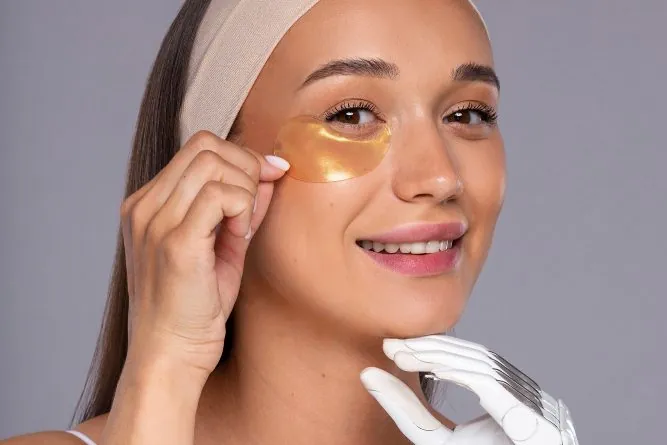 Soin du visage avec patchs contour des yeux